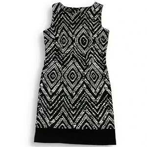 Mario Serrani Italy - Size 8 Women’s Midi Geometric Black White Dress